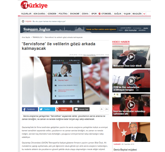 Servisfone veli bilgilendirme sistemi türkiye gazetesinde